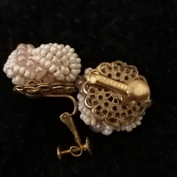 Vintage Signed Miriam Haskell Love Knot Earrings (Clip On/Screw Back) - Picture 3 of 8